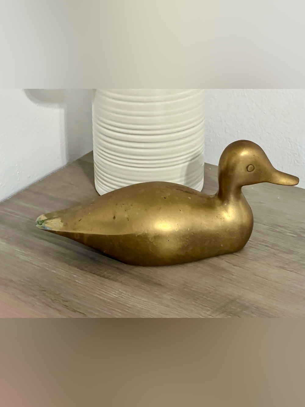 Solid Brass Decorative Duck Sculpture - Vintage 9“ wide